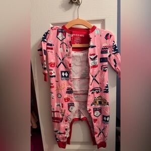 Pink Ski-Themed Baby Onesie